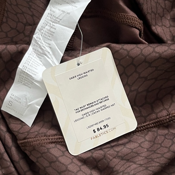 NEW NWT FABLETICS OASIS HIGH WAISTED LEGGING PANTS CACAO WARPED NWT (s) - Picture 6 of 7